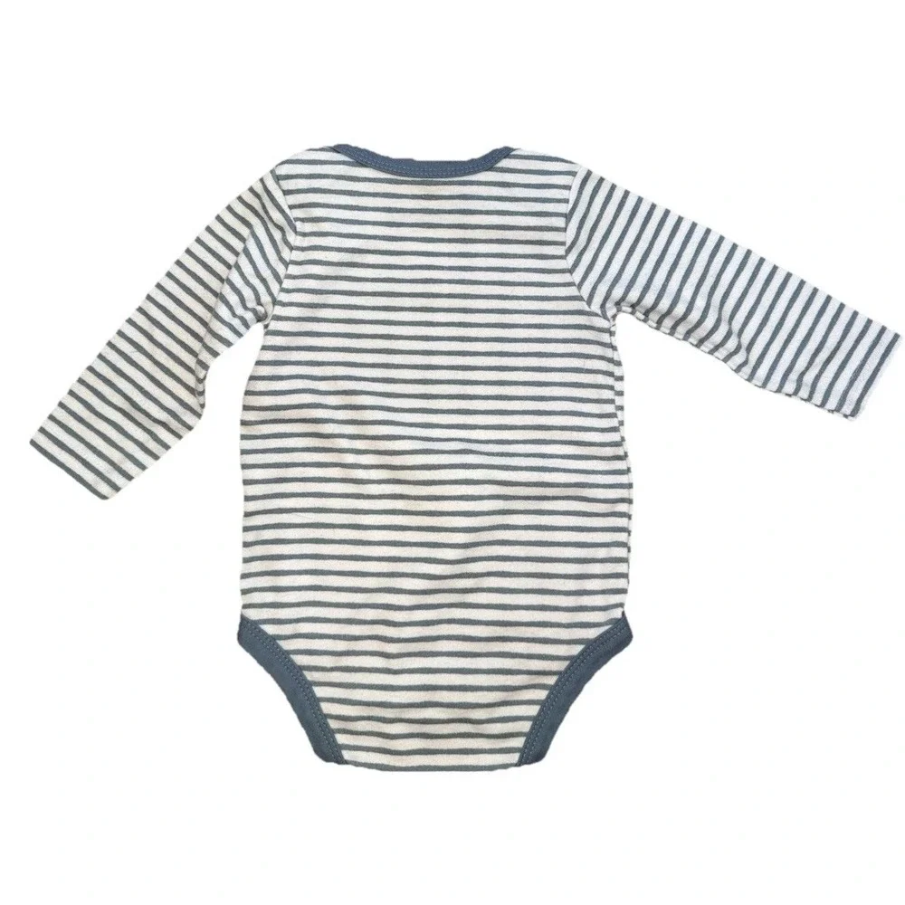 Primark‎ 2 Piece Pajama Set Long Sleeve And Pants Blue White Striped 6-9 Month